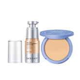 SACE LADY Full Cover Liquid Foundation & Face Pressed Compact Powder Makeup Set – 2Pcs